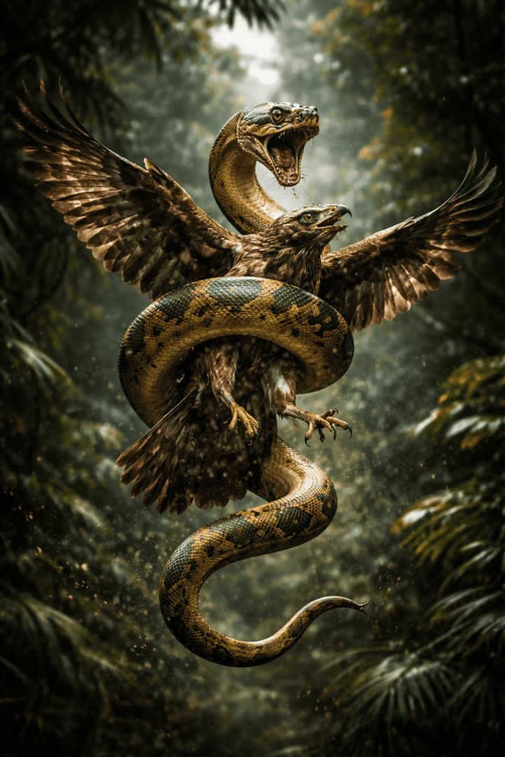 Snake strikes hawk in jungle clash wild wallpaper