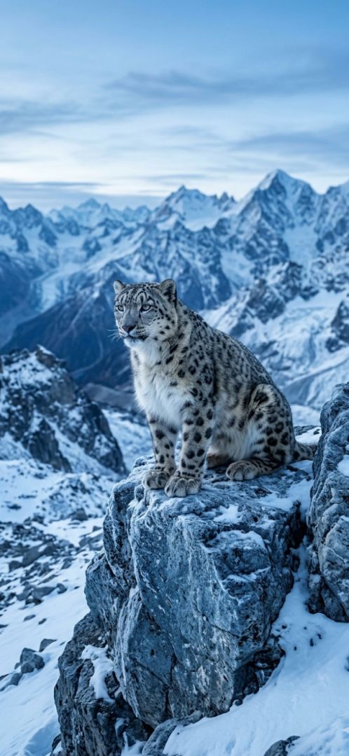 snow leopard on himalayan rocks wild wallpaper