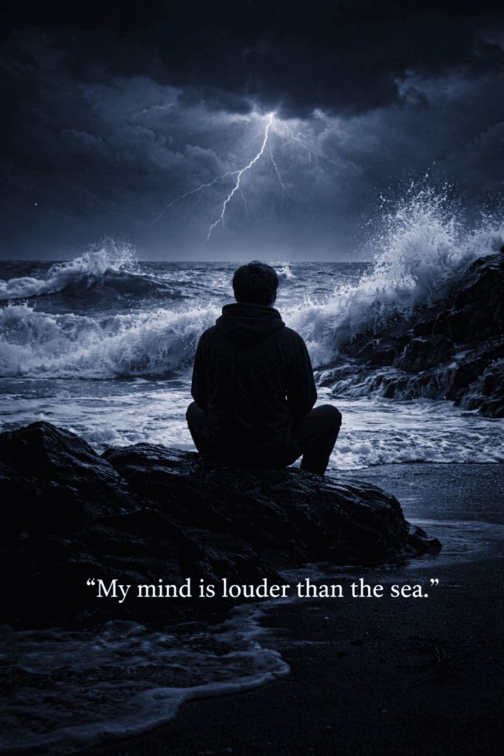 Stormy solitude by the sea sad wallpaper
