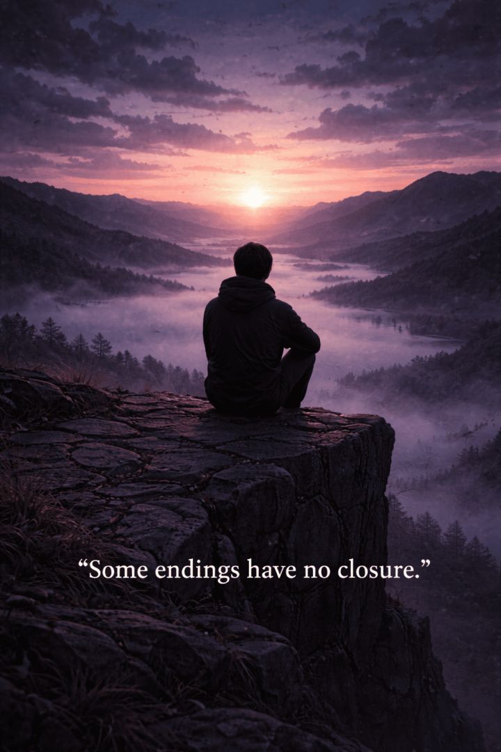 Twilight solitude by the cliff sad wallpaper