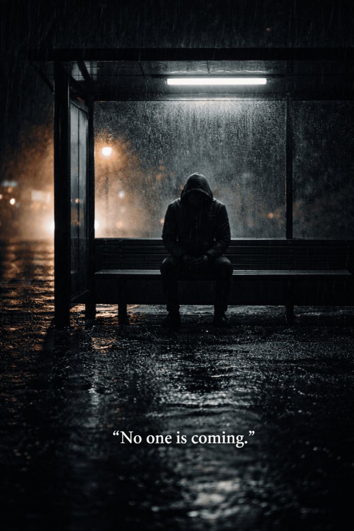 Waiting in the rain at night sad wallpaper