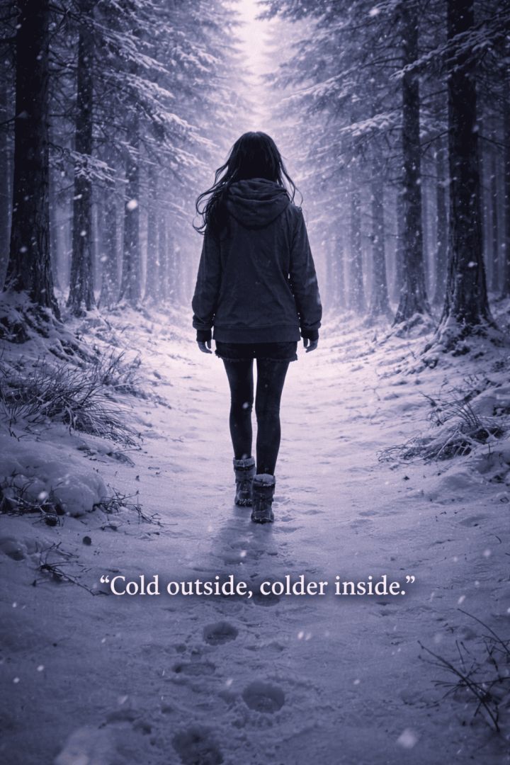 Walking through the snowy forest sad wallpaper