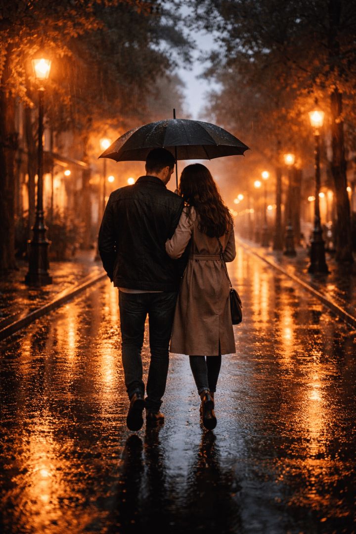 Walking together in the rain rain wallpaper
