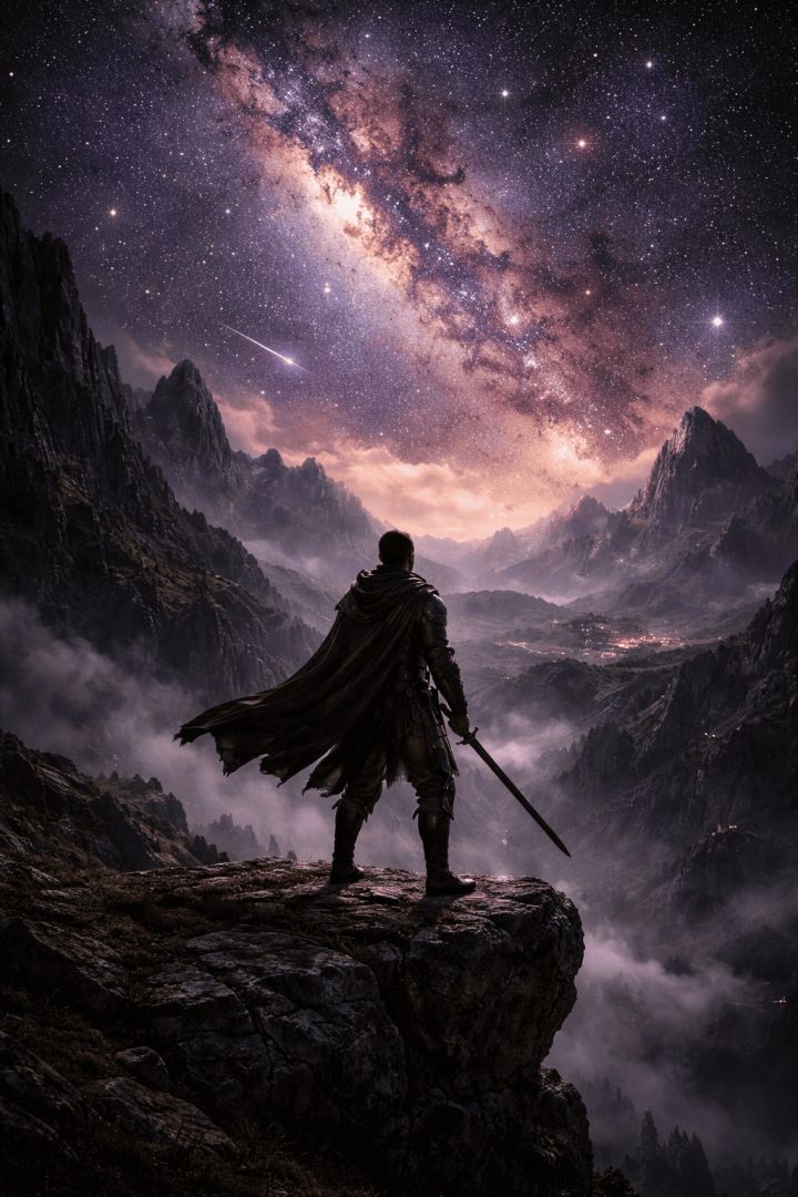 Warrior beneath the Milky Way adventure wallpaper