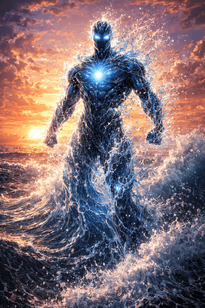 Water hero rising at sunset warrior wallpaper