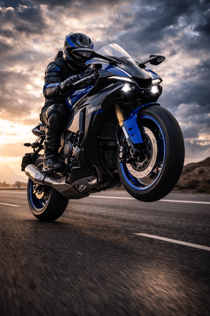 Wheelie under dramatic skies bike wallpaper